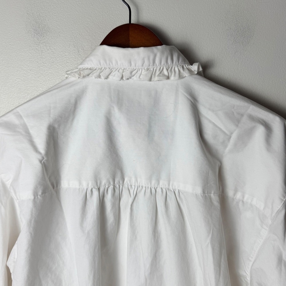 VTG 90s Eddie Bauer Embroidered Heart Ruffle Collar Blouse Large Cottage Prairie - Picture 11 of 14